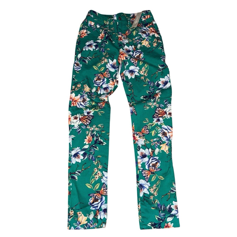 Chico's Butterfly Garden Denim So Slimming Girlfriend Slim Leg Ankle Jean Casual